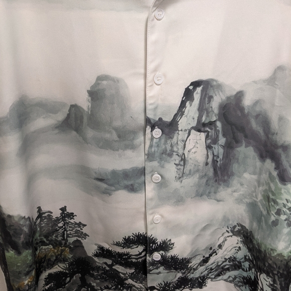 Y.T.G. LA Landscape Waterpaint Button Down Collar Shirt Rare NWT - Picture 4 of 11